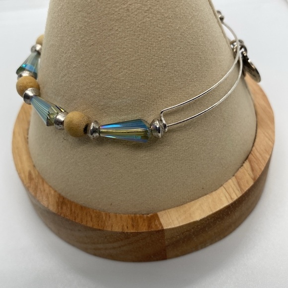 Alex and Ani Crystal & Wood Beaded Bangle Bracelet/Silver Finish/NWOT - Picture 5 of 5